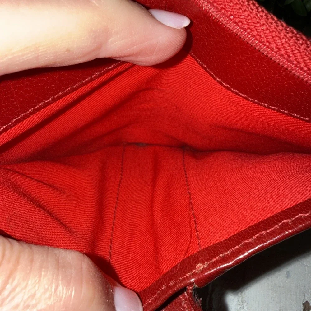 TUSK Red Leather Double Zip Around Wallet 4